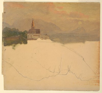Teckning, Bavarian Landscape, 1868 av Frederic Edwin Church