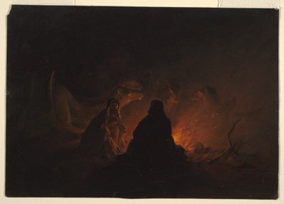 Teckning, Beduiner i läger på natten, februari eller mars 1868 av Frederic Edwin Church