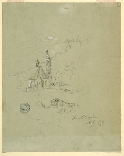 Teckning, Berchtesgaden, Bayern, 3 juli 1868 av Frederic Edwin Church