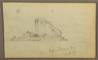 Teckning, Bireds, "Rock in Panama Bay"; Verso: "Heavy Vines", 15 maj 1857 av Frederic Edwin Church