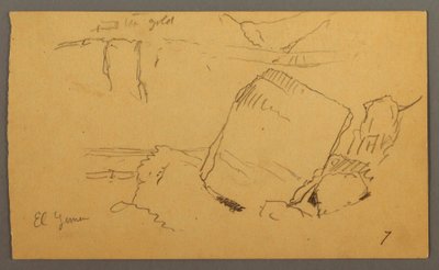 Teckning, Boulders, februari möjligen 1868 av Frederic Edwin Church