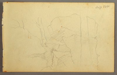 Teckning, Stenblock bland träd, 1844 av Frederic Edwin Church