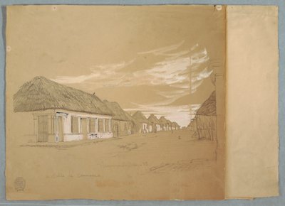 Ritning, Calle de Commerce, Barranquilla, Colombia, maj 1853 av Frederic Edwin Church