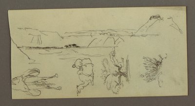Teckning, Camel Stuides, trädbuske och dal, möjligen 1868 av Frederic Edwin Church