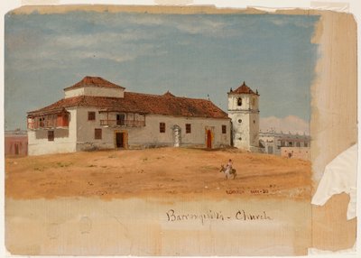 Teckning, kyrka i Barranquilla, Colombia, maj 1853 av Frederic Edwin Church