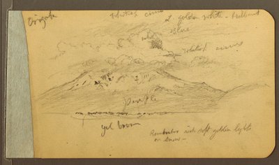 Teckning, Molnbeklädda berg, 1889 av Frederic Edwin Church