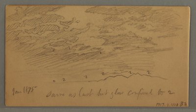 Teckning, Moln över kullar, januari 1875 av Frederic Edwin Church