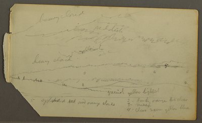 Teckning, Molnstudie över kullar, möjligen 1857-58 av Frederic Edwin Church