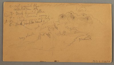 Teckning, Molnstudie, möjligen 1874 av Frederic Edwin Church