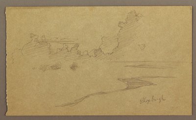 Teckning, Moln och strand, "Bloxburgh", augusti 1865 av Frederic Edwin Church