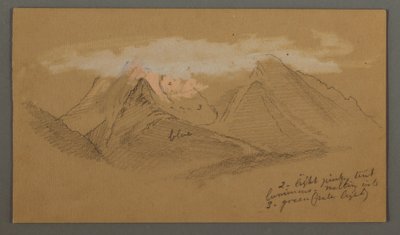 Teckning, Moln över bergstoppar, möjligen 1868 av Frederic Edwin Church