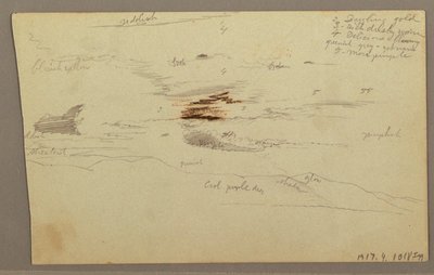 Ritning, Moln över kullen, 1863 av Frederic Edwin Church