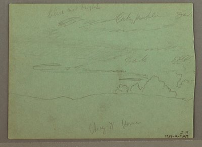 Teckning, Molnig himmel över ås, augusti 1871 av Frederic Edwin Church