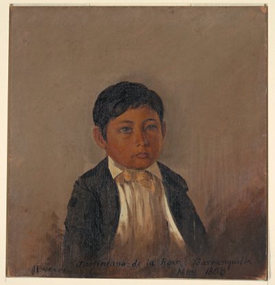 Teckning, Colombia, Barranquilla, porträtt av pojke, maj 1853 av Frederic Edwin Church