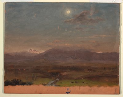 Teckning, Colombia eller Ecuador, berg, månsken, 1853 eller 1857 av Frederic Edwin Church