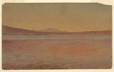 Teckning, vy över bergen Katahdin och Traveller från Lake Millinocket, 1870-80 av Frederic Edwin Church