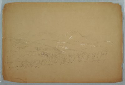 Teckning, Fjärran vy av Katahdin från väster, ca 1856 av Frederic Edwin Church