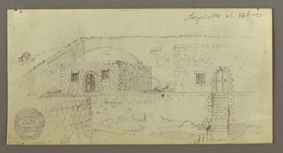 Ritning, kupolhus, hus med trappa, februari möjligen 1868 av Frederic Edwin Church