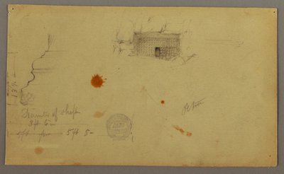Ritning, Kupolhus, Hus med trappa, februari, möjligen 1868 av Frederic Edwin Church