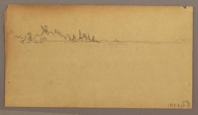 Teckning, Dubbel regnbåge över fallen, Niagarafloden, möjligen 1858 av Frederic Edwin Church