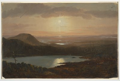 Teckning, Eagle Lake sedd från Cadillac Mountain, Mount Desert Island, Maine, 1850-60 av Frederic Edwin Church