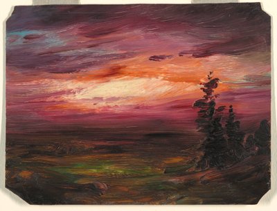 Teckning, Skymning på kvällen, ca 1870 av Frederic Edwin Church