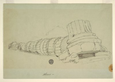 Teckning, fallande pelare i Zeustemplet, Aten, april 1869 av Frederic Edwin Church