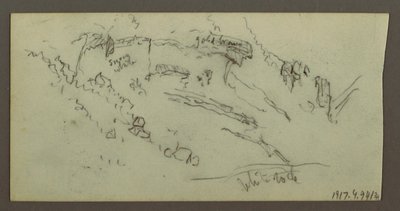 Teckning, Figurstudie, bergskedja, möjligen 1868 av Frederic Edwin Church