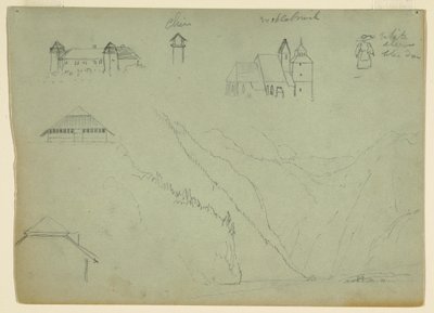 Teckning, Från Salzkammergut, Österrike och Konigssee, nära Berchtesgaden, Bayern, juli 1868 av Frederic Edwin Church
