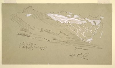 Teckning, Från Berns alper, Bel Arp, augusti 1868 av Frederic Edwin Church