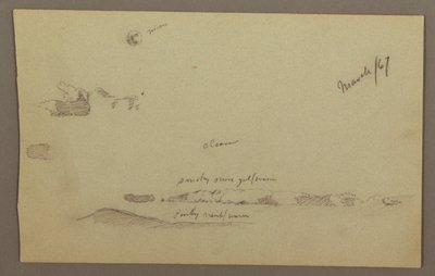 Teckning, fullmåne, moln, 1860-tal av Frederic Edwin Church