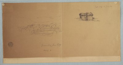 Ritning, port och partiell vy över Guaranda, Ecuador, 3 juni 1857 av Frederic Edwin Church