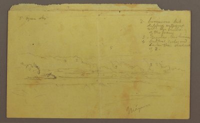 Teckning, Goat Island och Canadian Falls, möjligen 1856 av Frederic Edwin Church