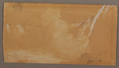 Teckning, större delen av Horseshoe Falls, sedd från den kandiska sidan av Niagarafloden, möjligen 1858 av Frederic Edwin Church