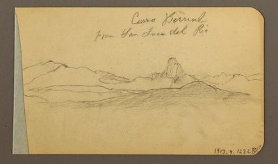 Teckning, bergskedjor, San Bernal Peak, 1889 av Frederic Edwin Church