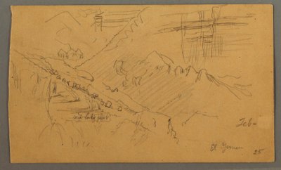 Teckning, Hillside, februari 1869  av Frederic Edwin Church