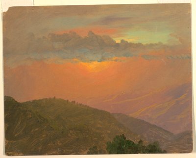 Teckning, Hilltop vid solnedgången, juli 1865 av Frederic Edwin Church