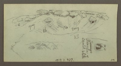 Teckning, Bergstoppar med stenblock, möjligen 1868 av Frederic Edwin Church