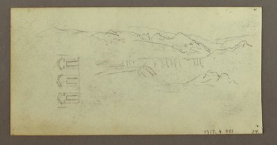 Teckning, Häst, Figur bakifrån, Träd, möjligen 1868 av Frederic Edwin Church