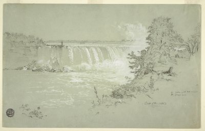 Ritning, Horseshoe Falls och Goat Island från Canadian Bank, 6 oktober 1856 av Frederic Edwin Church