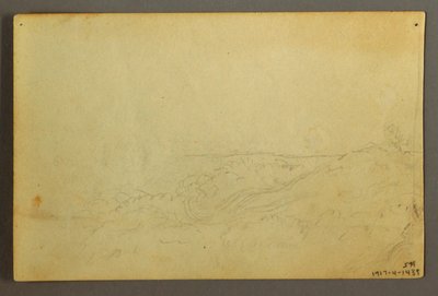 Teckning, Hus i skogen vid en bäck, april 1845 av Frederic Edwin Church