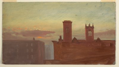 Teckning, Housetops/Hudson, ca 1867 av Frederic Edwin Church