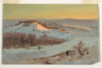 Teckning, Hudson Valley, New York på vintern, 1869-70 av Frederic Edwin Church