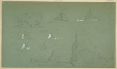 Ritning, Isberg, 7 och 9 juli 1859 av Frederic Edwin Church