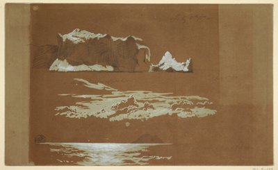 Ritning, Isberg nära Cape St. John och Gull Island, Newfoundland, 4 juli 1859 av Frederic Edwin Church