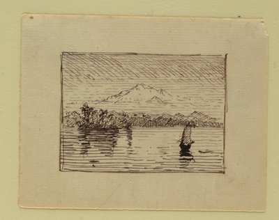 Teckning, Imaginärt landskap, ca 1850 av Frederic Edwin Church