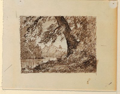 Teckning, Imaginärt flodlandskap, ca 1870-73 av Frederic Edwin Church