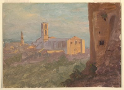 Teckning, italiensk eller schweizisk stad, 1868 av Frederic Edwin Church