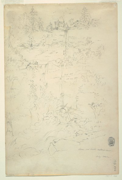 Teckning, Kaaterskill Falls, Catskill Mountains, New York, juli 1844 av Frederic Edwin Church