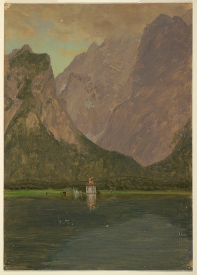 Teckning, Koenigsee, nära Berchtesgaden, Bayern, 1868 av Frederic Edwin Church